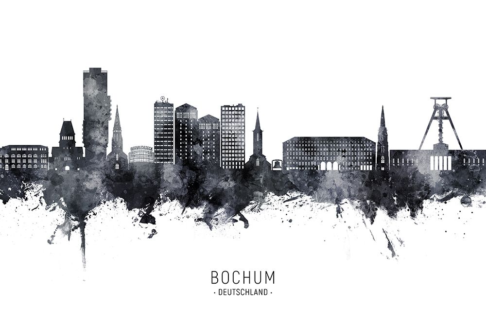 Bochum Germany Skyline art print by Michael Tompsett for $57.95 CAD