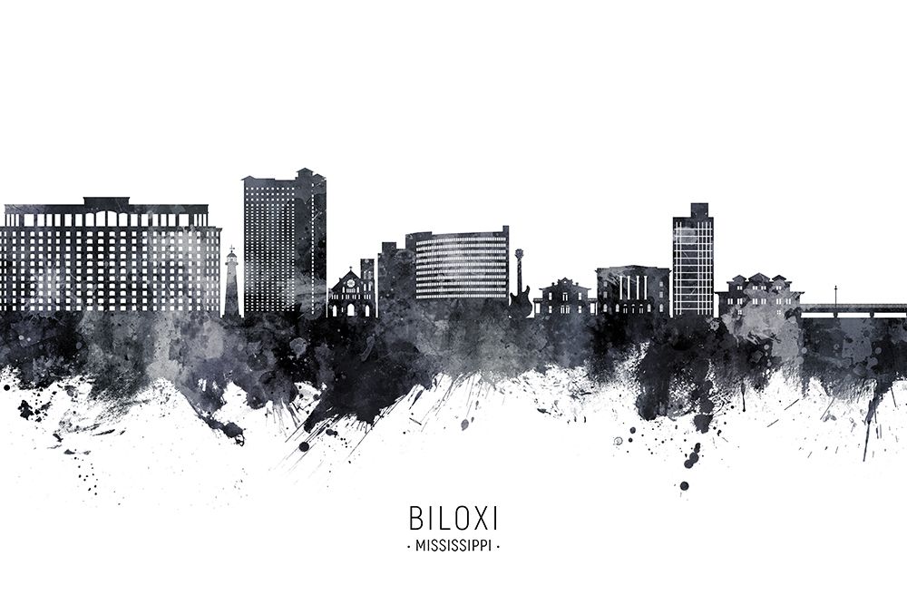 Biloxi Mississippi Skyline art print by Michael Tompsett for $57.95 CAD