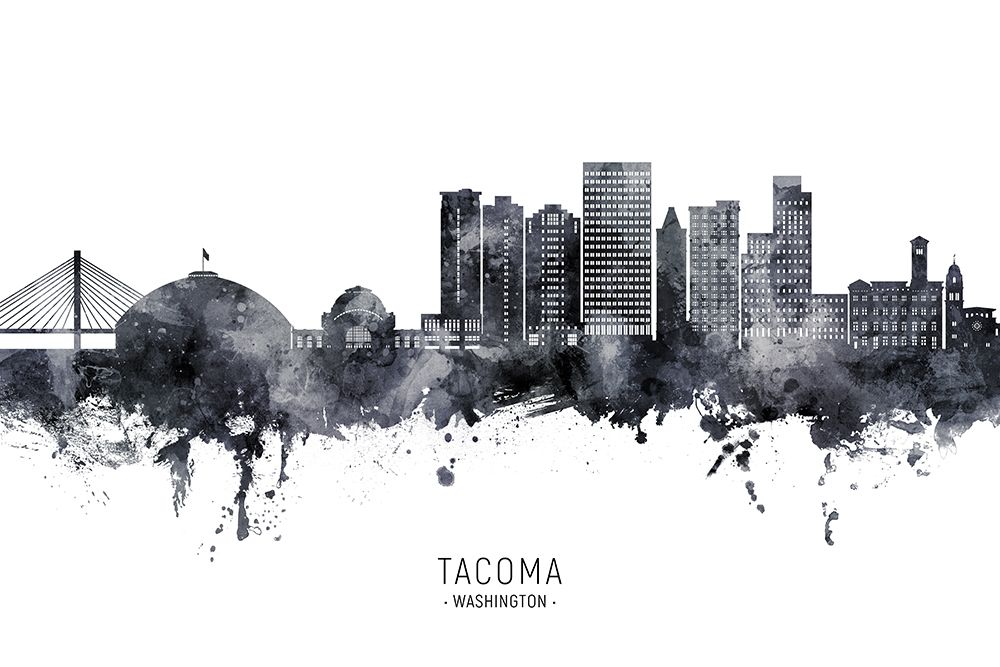 Tacoma Washington Skyline art print by Michael Tompsett for $57.95 CAD