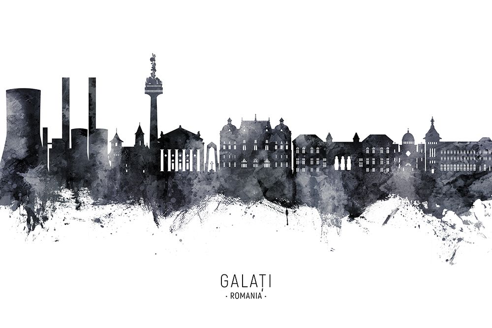 Galati Romania Skyline art print by Michael Tompsett for $57.95 CAD