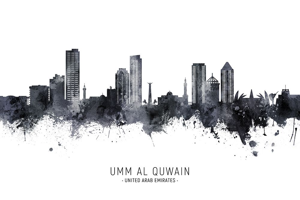 Umm Al Quwain Skyline art print by Michael Tompsett for $57.95 CAD