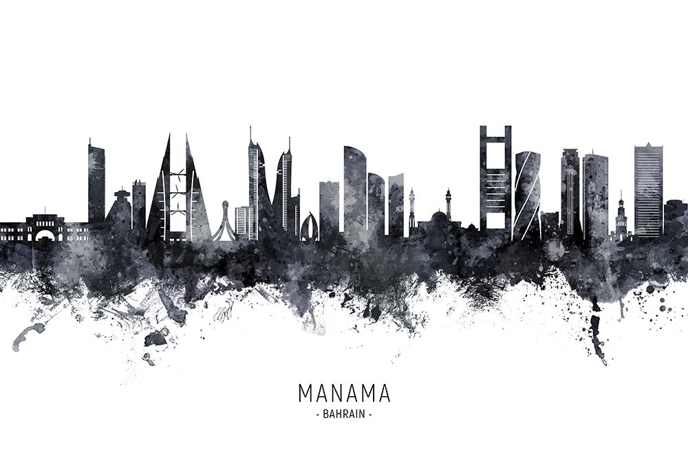 Manama Bahrain Skyline art print by Michael Tompsett for $57.95 CAD