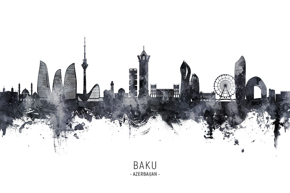 Baku Azerbaijan Skyline art print by Michael Tompsett for $57.95 CAD