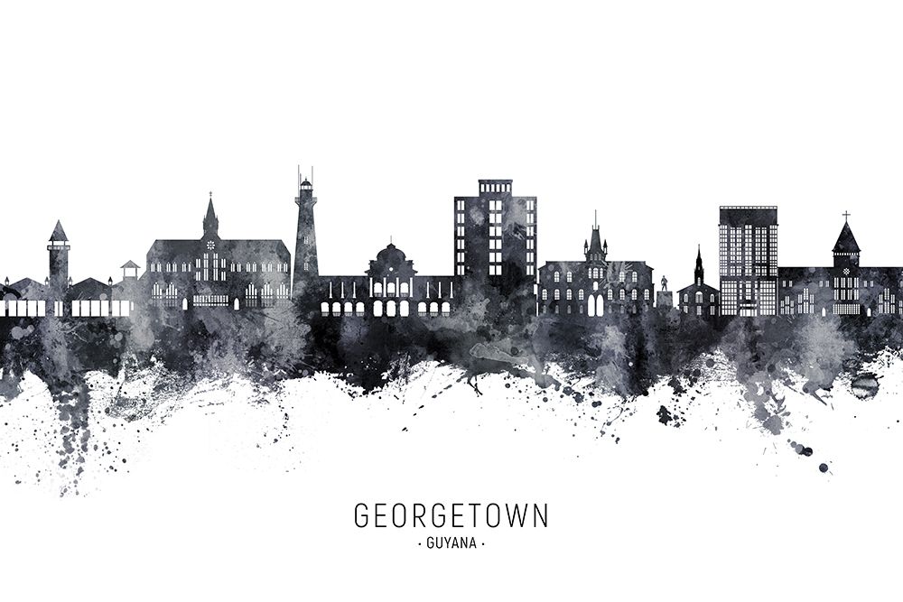 Georgetown Guyana Skyline art print by Michael Tompsett for $57.95 CAD