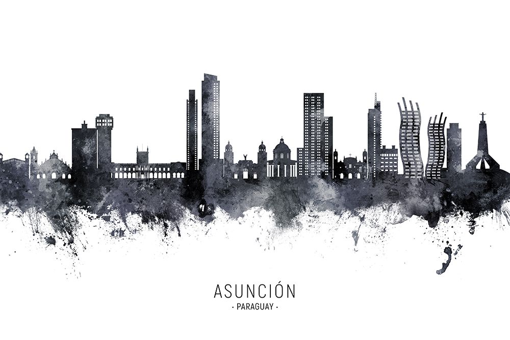 AsunciAAndsup3;n Paraguay Skyline art print by Michael Tompsett for $57.95 CAD