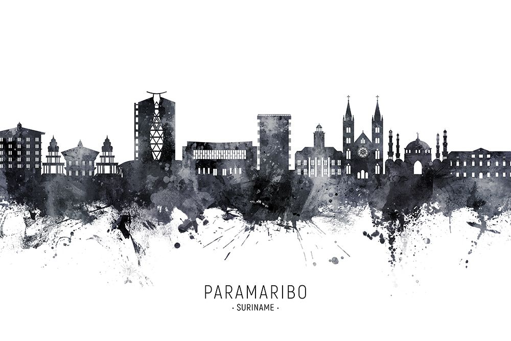 Paramaribo Suriname Skyline art print by Michael Tompsett for $57.95 CAD