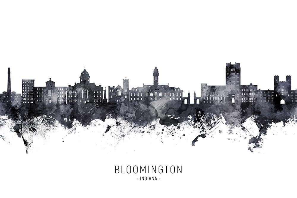 Bloomington Indiana Skyline art print by Michael Tompsett for $57.95 CAD