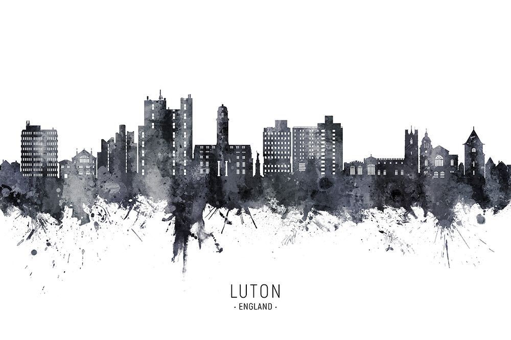 Luton England Skyline art print by Michael Tompsett for $57.95 CAD