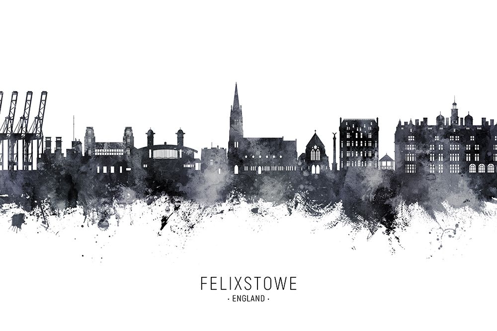 Felixstowe England Skyline art print by Michael Tompsett for $57.95 CAD