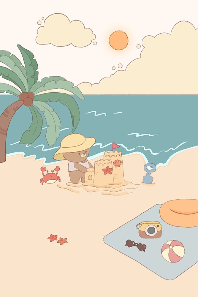 Bear on summer beach 1 art print by Xuan Thai for $57.95 CAD
