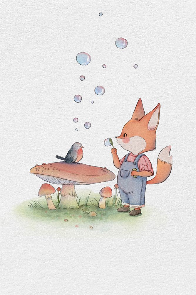 Fox and Bird Illustration 1 art print by Xuan Thai for $57.95 CAD