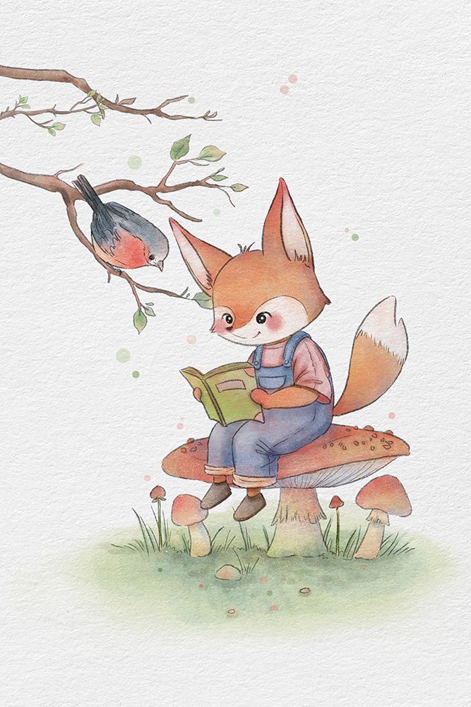 Fox and Bird Illustration 2 art print by Xuan Thai for $57.95 CAD