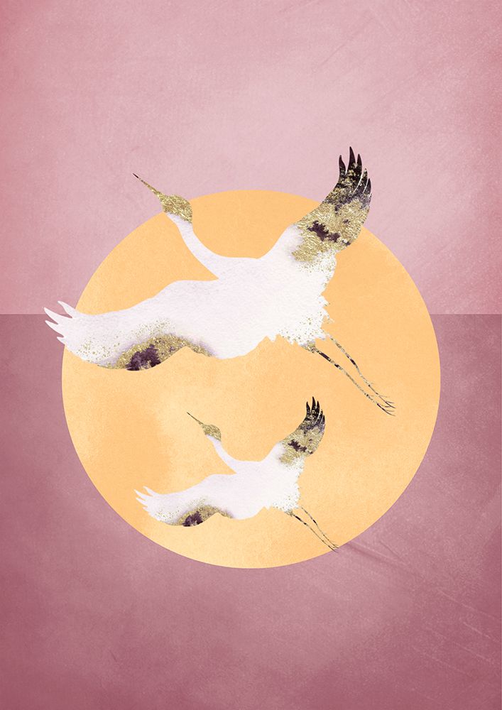 Pink Gold Crane art print by Aureous for $57.95 CAD