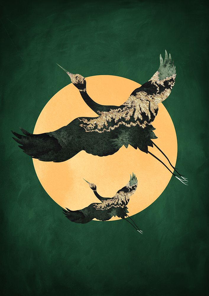 Emerald Sun a Cranes art print by Aureous for $57.95 CAD
