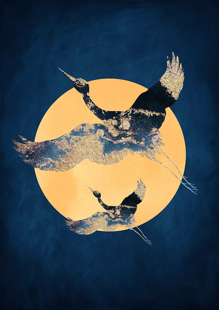 Sapphire Sun a Cranes art print by Aureous for $57.95 CAD