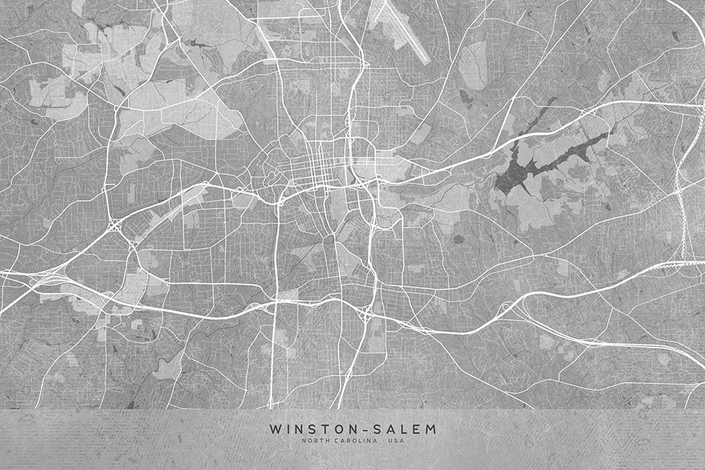 Map of Winston Salem (NC, USA) in gray vintage style art print by Rosana Laiz Blursbyai for $57.95 CAD