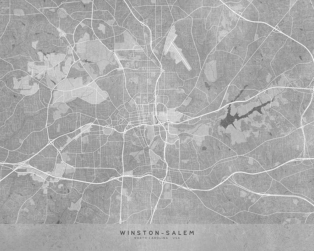 Map of Winston Salem (NC, USA) in gray vintage style art print by Rosana Laiz Blursbyai for $57.95 CAD