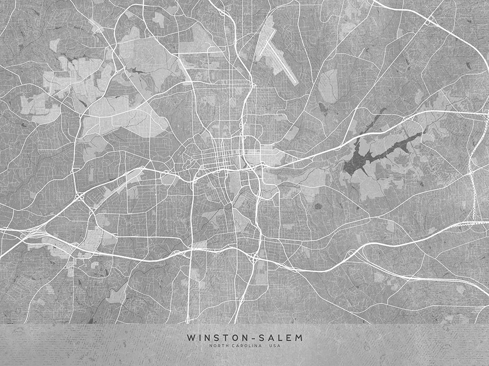 Map of Winston Salem (NC, USA) in gray vintage style art print by Rosana Laiz Blursbyai for $57.95 CAD