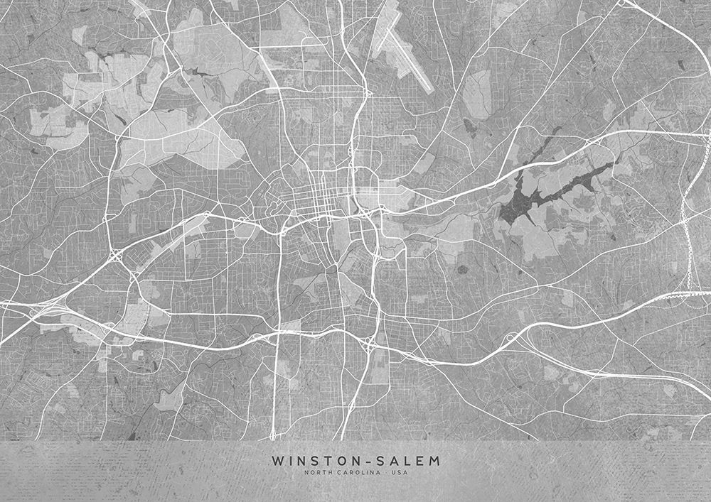 Map of Winston Salem (NC, USA) in gray vintage style art print by Rosana Laiz Blursbyai for $57.95 CAD