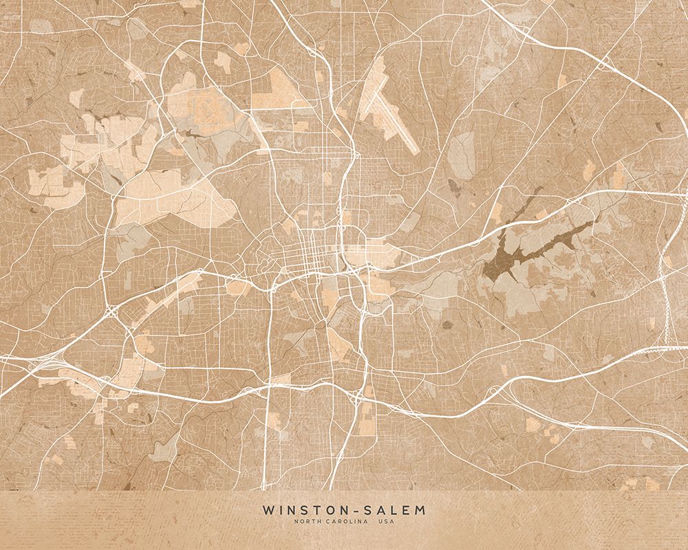 Map of Winston Salem (NC, USA) in sepia vintage style art print by Rosana Laiz Blursbyai for $57.95 CAD