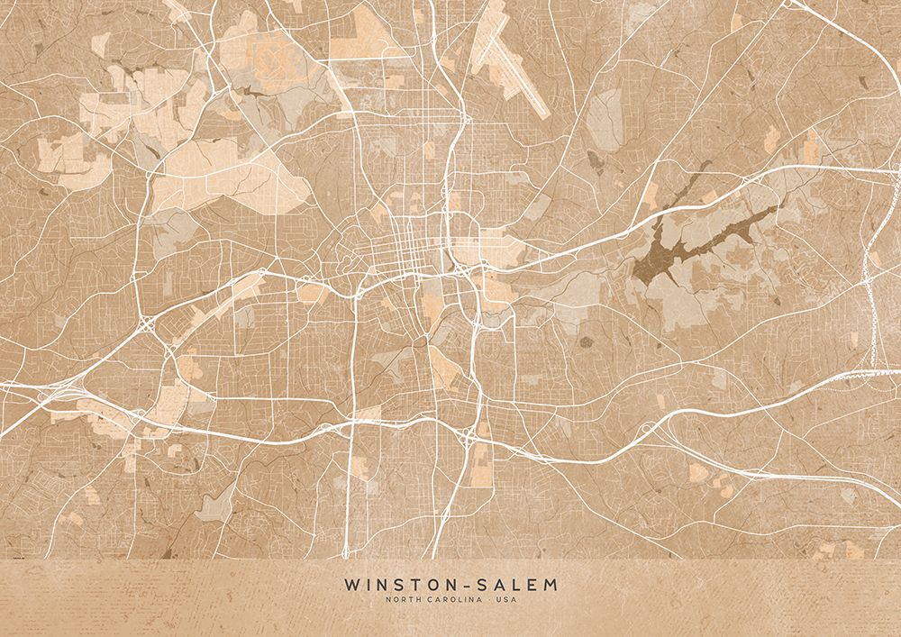 Map of Winston Salem (NC, USA) in sepia vintage style art print by Rosana Laiz Blursbyai for $57.95 CAD
