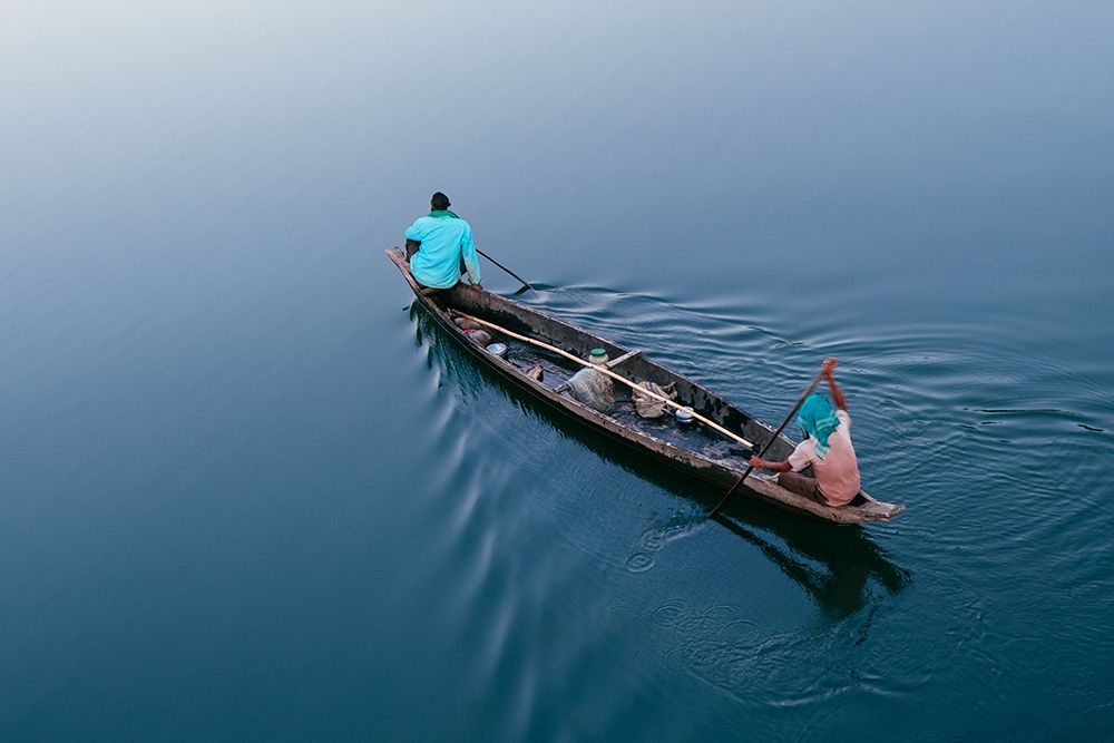 Men Rowing A Boat art print by Dahlia Ambrose for $57.95 CAD