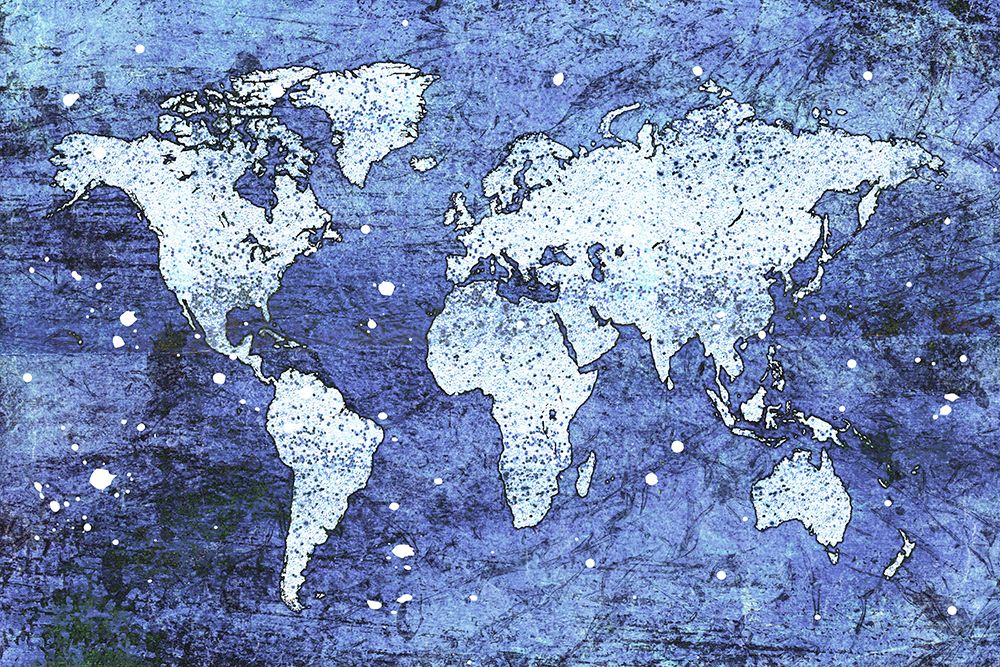 Blue Map art print by Martina for $57.95 CAD