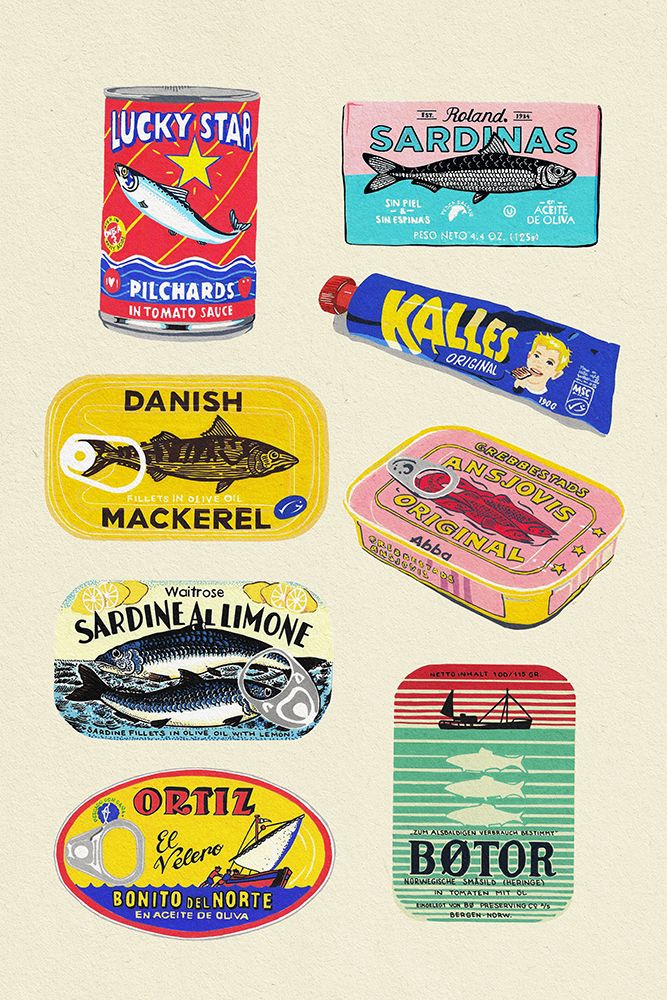 Canned Fish art print by Studio Mandariini for $57.95 CAD
