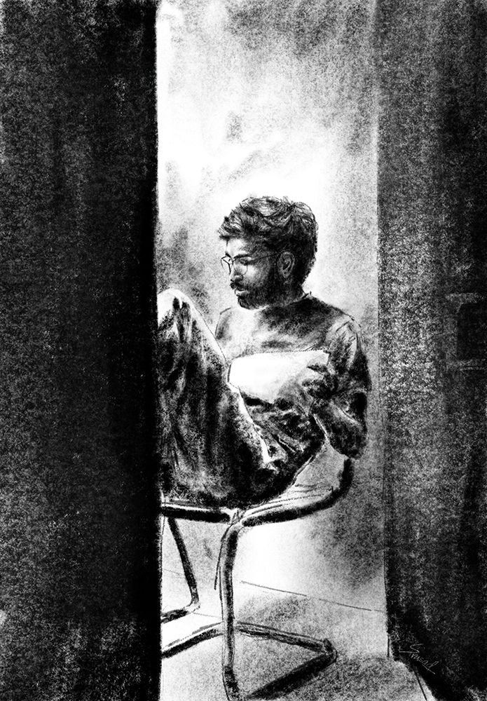 Young Man Reading art print by Shreya Prasad for $57.95 CAD