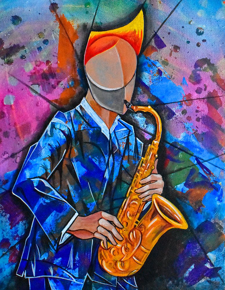 Jazz sax man art print by Ricardo Maya for $57.95 CAD
