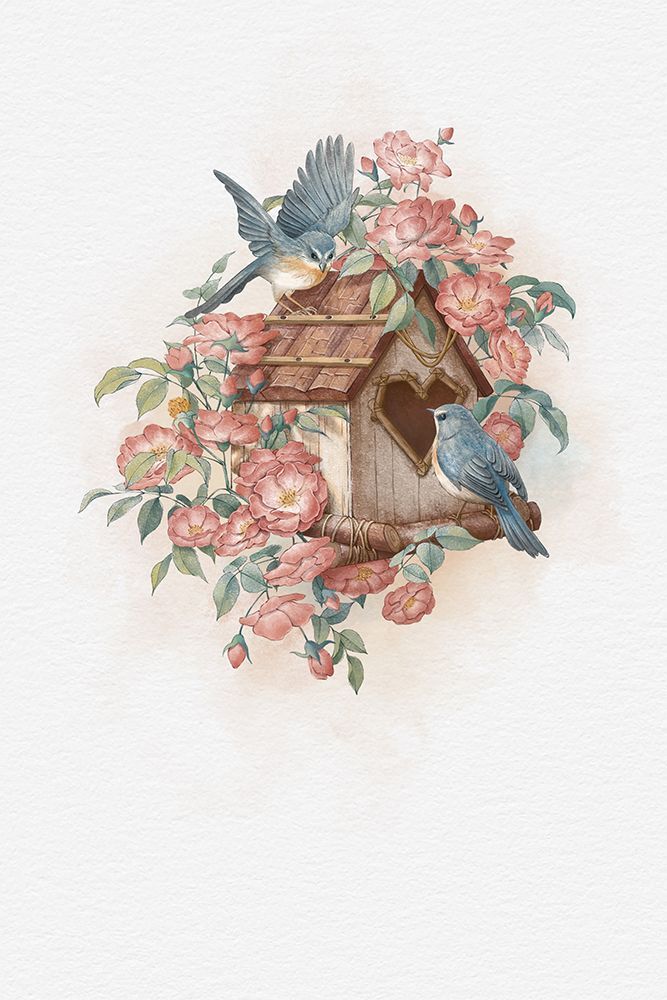 Bird House and rose home art print by Xuan Thai for $57.95 CAD