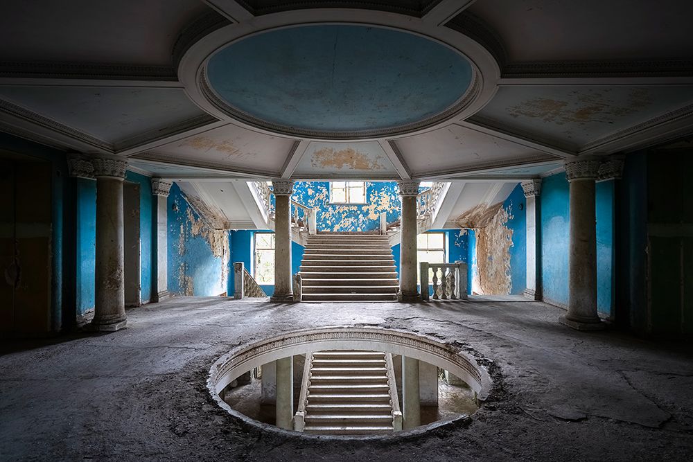 Dark Blue Staircase art print by Roman Robroek for $57.95 CAD