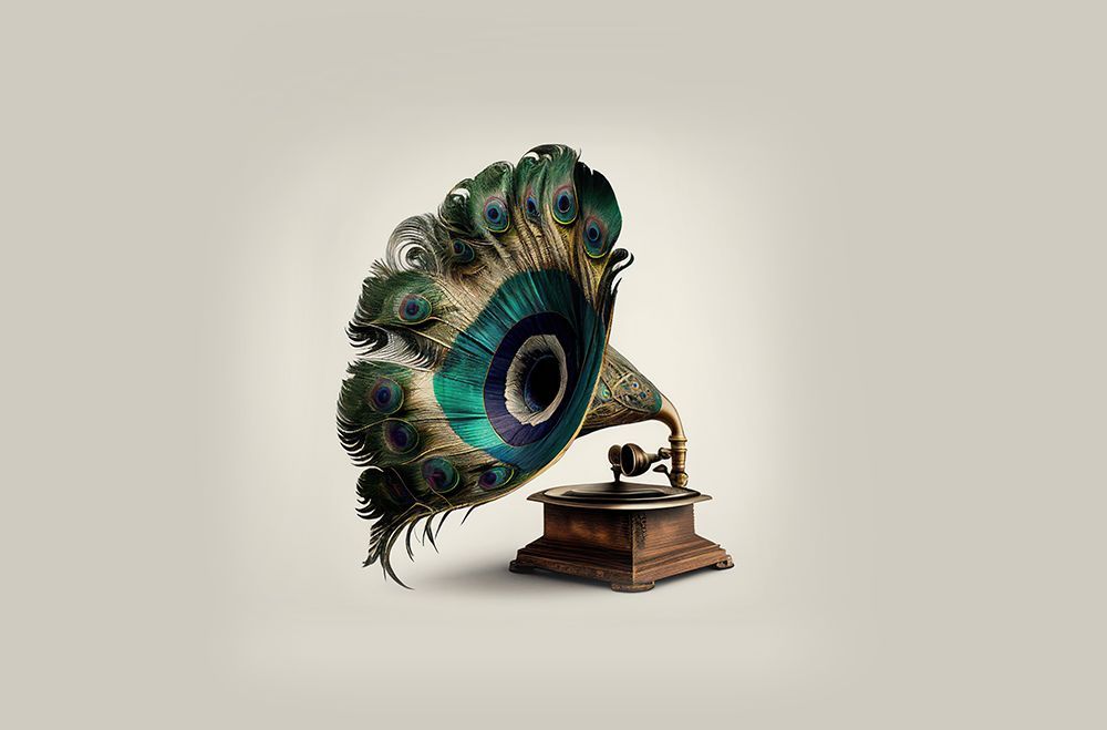 Peacock Gramaphone art print by Artem Pozdniakov for $57.95 CAD