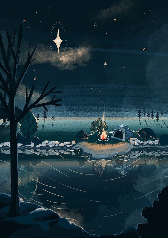 Christmas Camping art print by Goed Blauw for $57.95 CAD