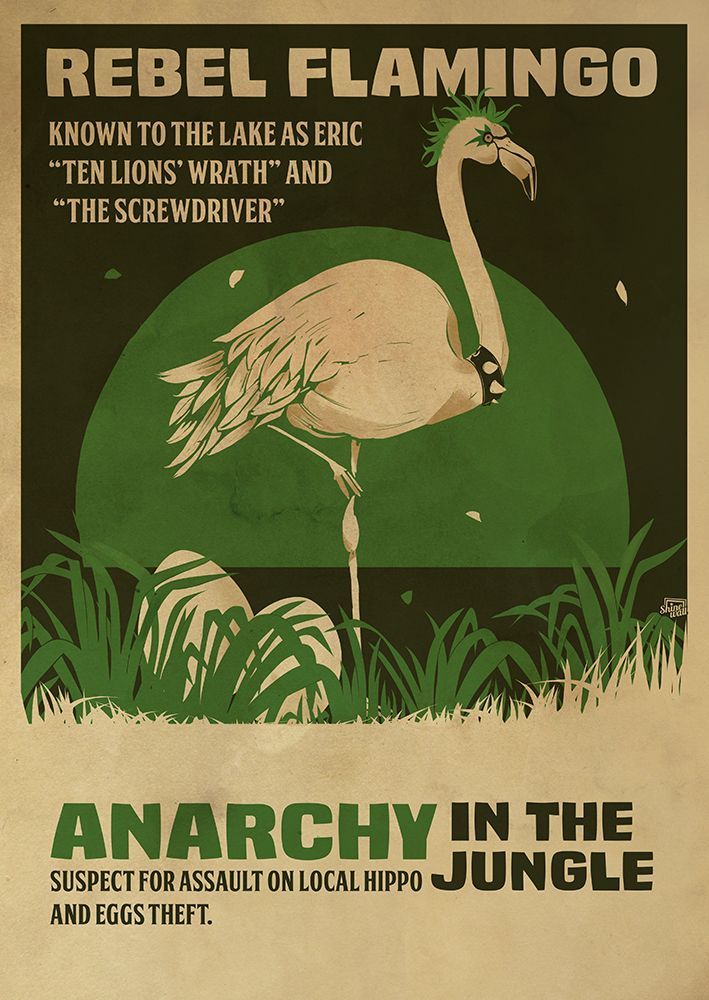 Flamingo rebel print art print by Dionisis Gemos for $57.95 CAD