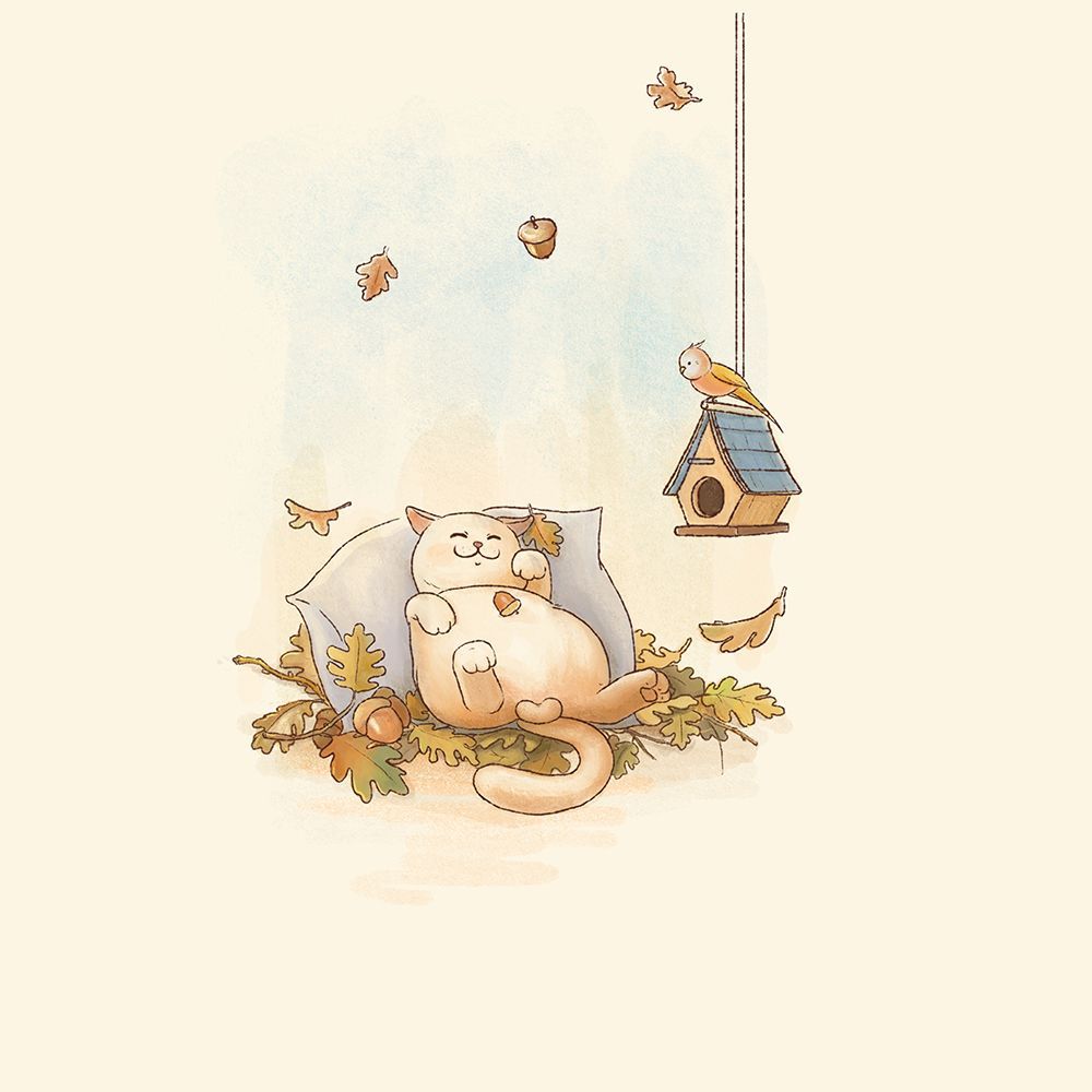 Chilling Chubby Cat art print by Xuan Thai for $57.95 CAD
