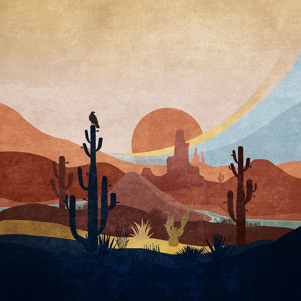 Blue Western Cactus 01 art print by Emel Tunaboylu for $57.95 CAD