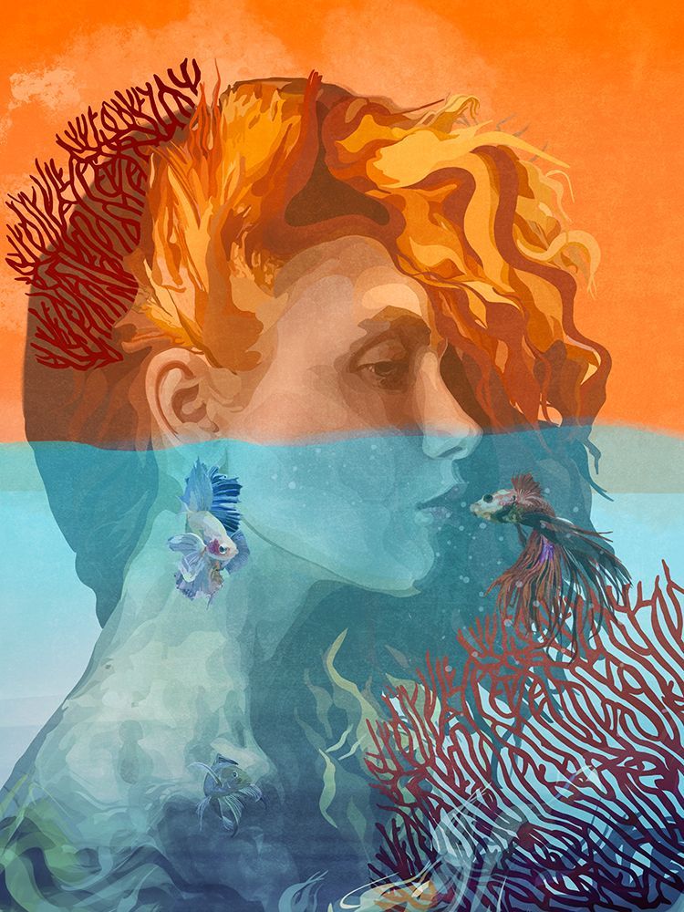 Sualtinda Mercanli Kiz art print by Emel Tunaboylu for $57.95 CAD