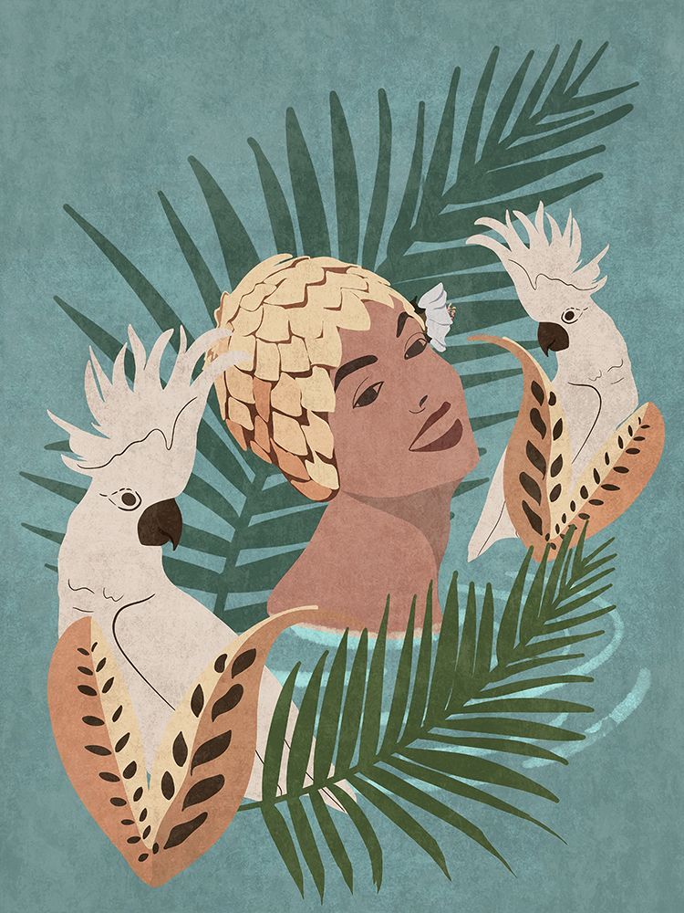 Parrot and Beauty art print by Emel Tunaboylu for $57.95 CAD
