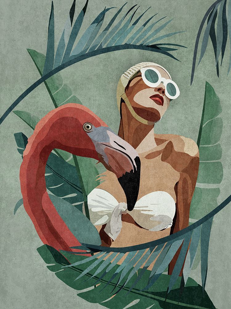 Flamingo Lady art print by Emel Tunaboylu for $57.95 CAD