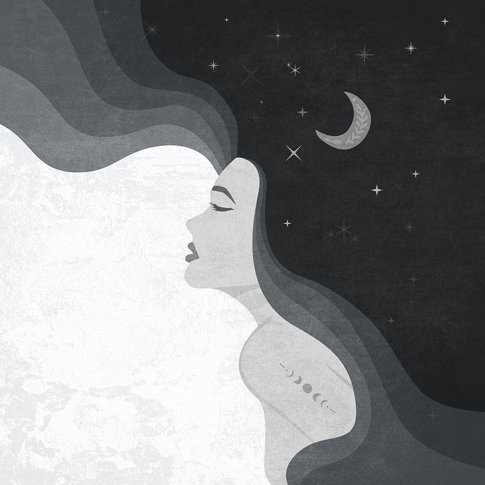 Moon Lady Bw art print by Emel Tunaboylu for $57.95 CAD