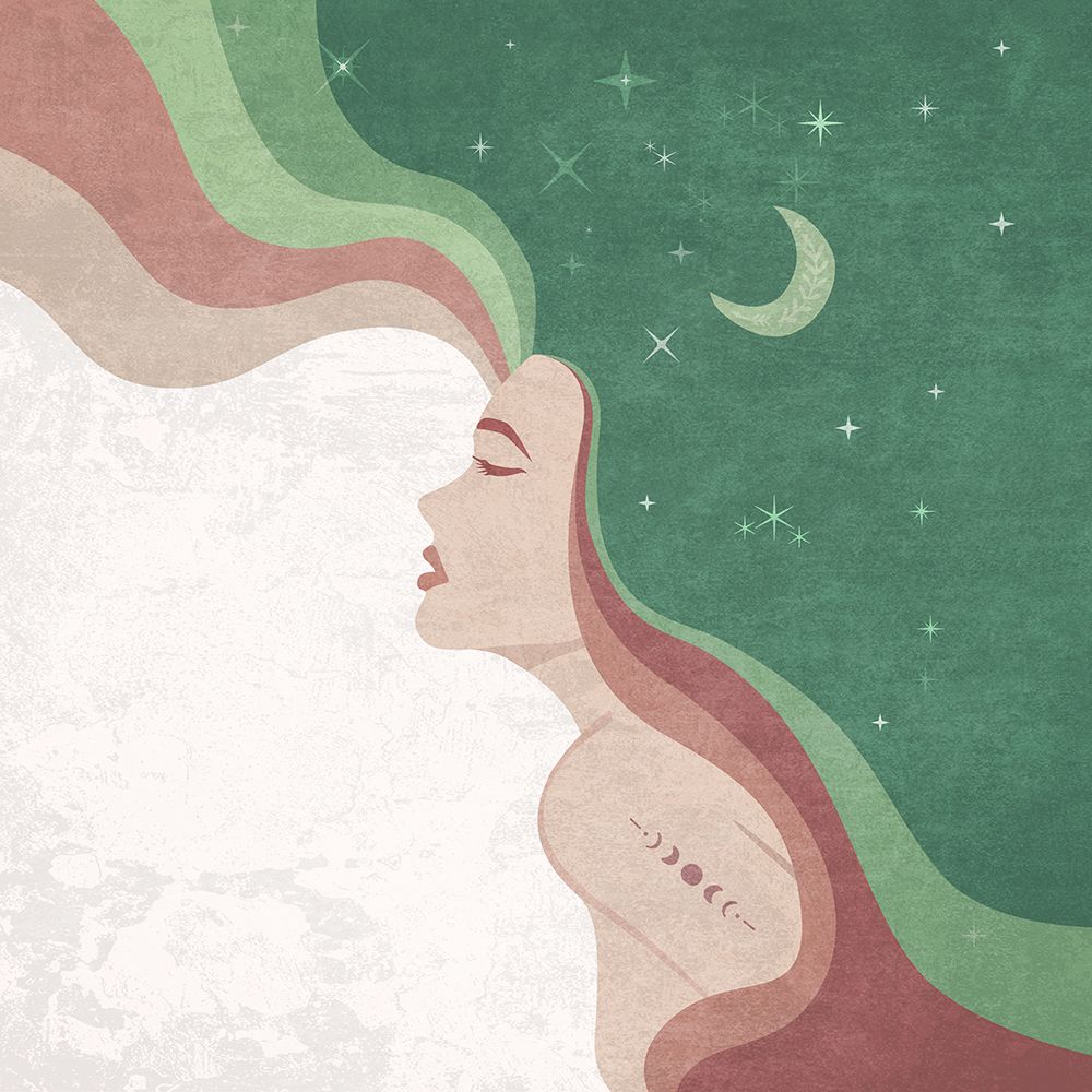 Moon Lady Green art print by Emel Tunaboylu for $57.95 CAD