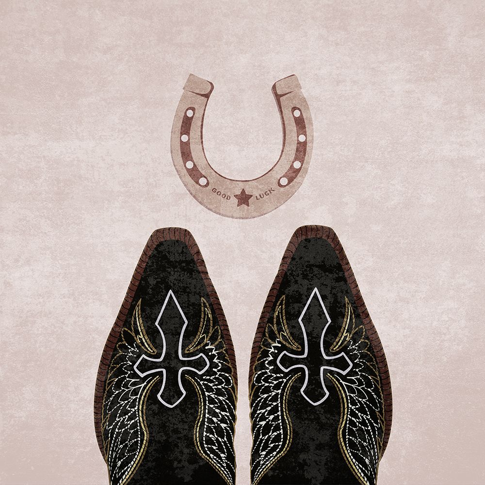 Cowboy Boots And Horseshoe art print by Emel Tunaboylu for $57.95 CAD