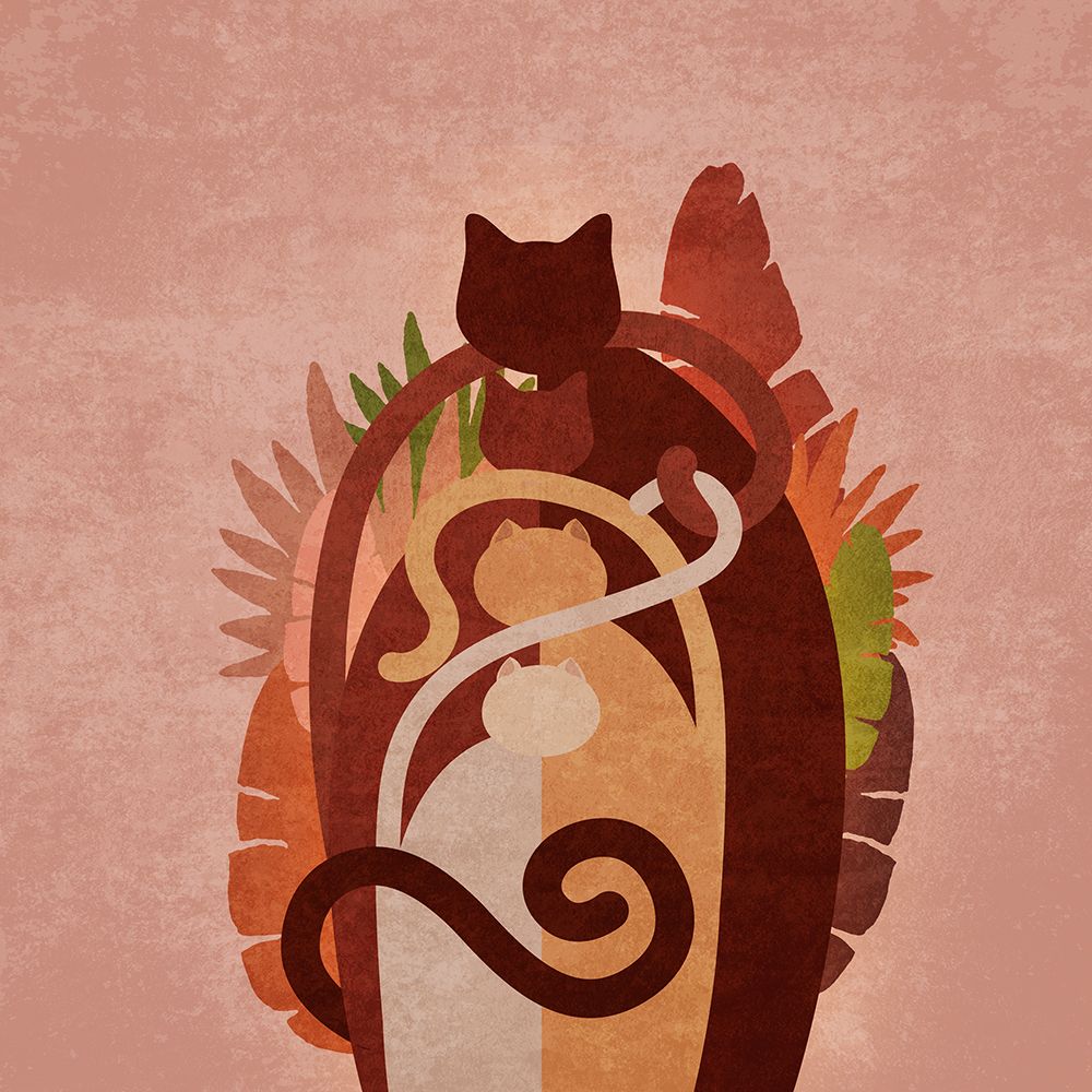 Cat Gang Boho art print by Emel Tunaboylu for $57.95 CAD