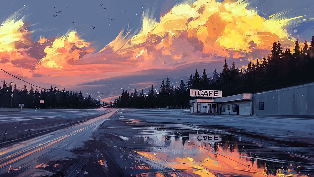 Cafe 11k.png art print by Alena Aenami for $57.95 CAD