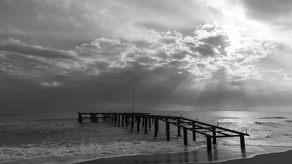 Old Pier And Dramatic Landscape art print by Engin Akyurt for $57.95 CAD