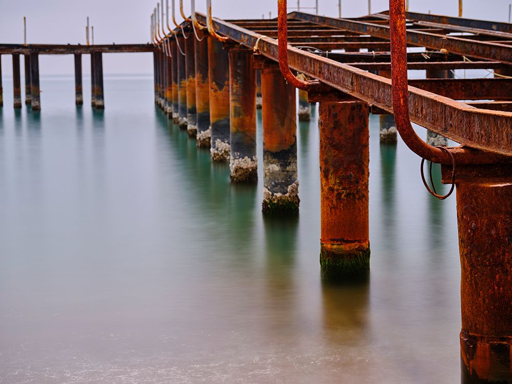 Old Pier On The Beach And Long Exposure Sea Waves art print by Engin Akyurt for $57.95 CAD