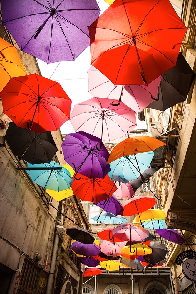Old Building And Decorative Umbrellas art print by Engin Akyurt for $57.95 CAD