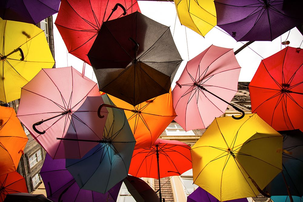 Old Building And Decorative Umbrellas art print by Engin Akyurt for $57.95 CAD