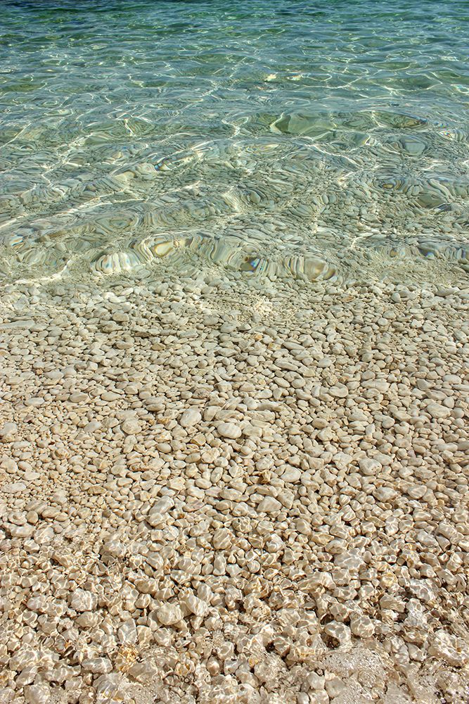 Aqua Ocean And Golden Pebbles art print by Alyson Fennell for $57.95 CAD